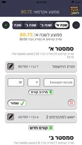 מועד ב׳ -מחשבון ציונים לסטודנט screenshot 1