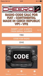 RADIO CODE for FIAT VP2 CZECH screenshot 0