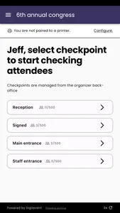 Digitevent check-in screenshot 1