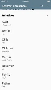 Kashmiri Phrasebook screenshot 3