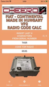 RADIO CODE for FIAT VP2 HU screenshot 0