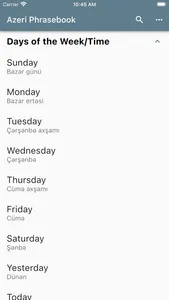 Azeri Phrasebook screenshot 1