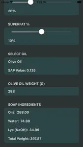 Gill's Soap Calculator screenshot 2