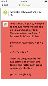 Maths AI - chatbot screenshot 1