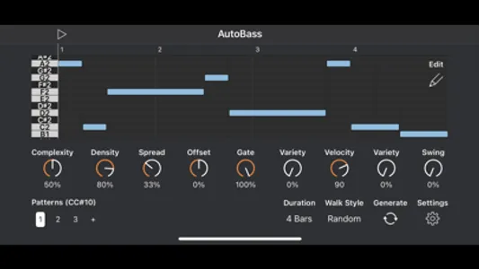 Auto Bass AUv3 MIDI Generator screenshot 0