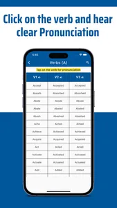 English Verbs - V1 V2 V3 screenshot 1