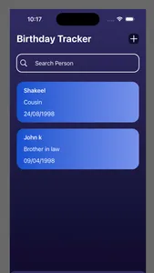 Birthday Tracker - List screenshot 0