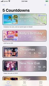 Countdowns, Tallies & Travels screenshot 0