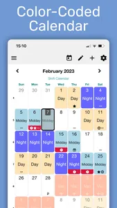 My Shift Planner - Calendar screenshot 2