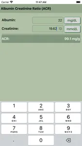 Albumin Creatinine Ratio Calc screenshot 1