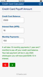 Credit Card Calculator screenshot 1