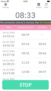 Contraction Timer - Labor Log screenshot 1