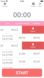 Contraction Timer - Labor Log screenshot 2