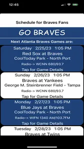 Schedule for Braves fans screenshot 0