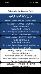 Schedule for Braves fans screenshot 1