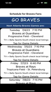 Schedule for Braves fans screenshot 2