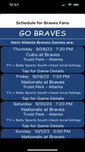 Schedule for Braves fans screenshot 3