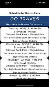 Schedule for Braves fans screenshot 4