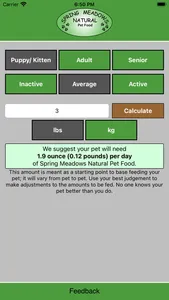 Spring Meadows Feed Calculator screenshot 0