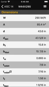 Steel Profiles AISC screenshot 1