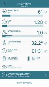 Empatica E4 realtime screenshot 2
