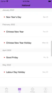 Singapore Public Holidays App screenshot 1