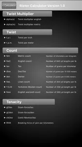 Rieter Calculator screenshot 2