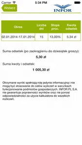 Kalkulator odsetek ustawowych screenshot 2