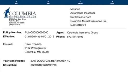 Columbia Insurance screenshot 2