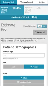 ASCVD Risk Estimator Plus screenshot 1