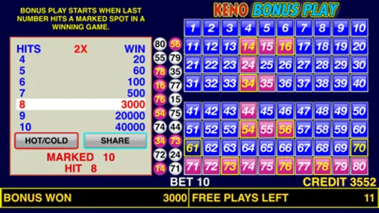 Keno Bonus Play screenshot 1