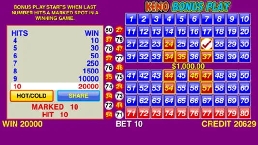 Keno Bonus Play screenshot 2