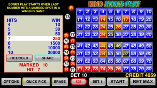 Keno Bonus Play screenshot 5