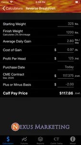 Nexus Cattle Calculator screenshot 0