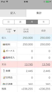 やさしい家計簿 screenshot 2
