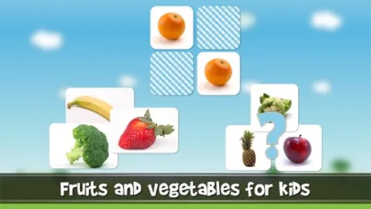 Fruits and vegetables flashcards quiz and matching game for toddlers and kids in English screenshot 1