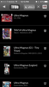 TFDB Transformers fan database screenshot 2
