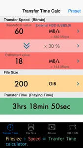 Bitrate Calc (bit rate, file size, and length calculator) screenshot 0