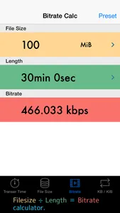 Bitrate Calc (bit rate, file size, and length calculator) screenshot 2