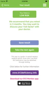 B12 Deficiency - risk checker screenshot 3