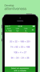 Find the Mistake: Math — practice mental arithmetic, develop attentiveness screenshot 1