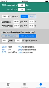 TPN and Tube Feeding - Nutricalc for RDs screenshot 2