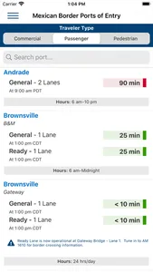 CBP Border Wait Times screenshot 1