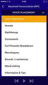 The Voice Café Accent App - an interactive app for learning and accents and dialects from Britain, America and around the world screenshot 1