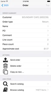 ZiiZii Order Entry screenshot 1