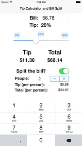 Free Tip Calculator and Bill Split screenshot 1