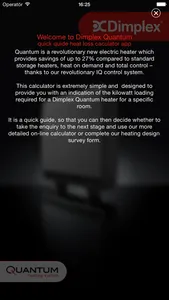 Dimplex Quantum heater sizing guide screenshot 4